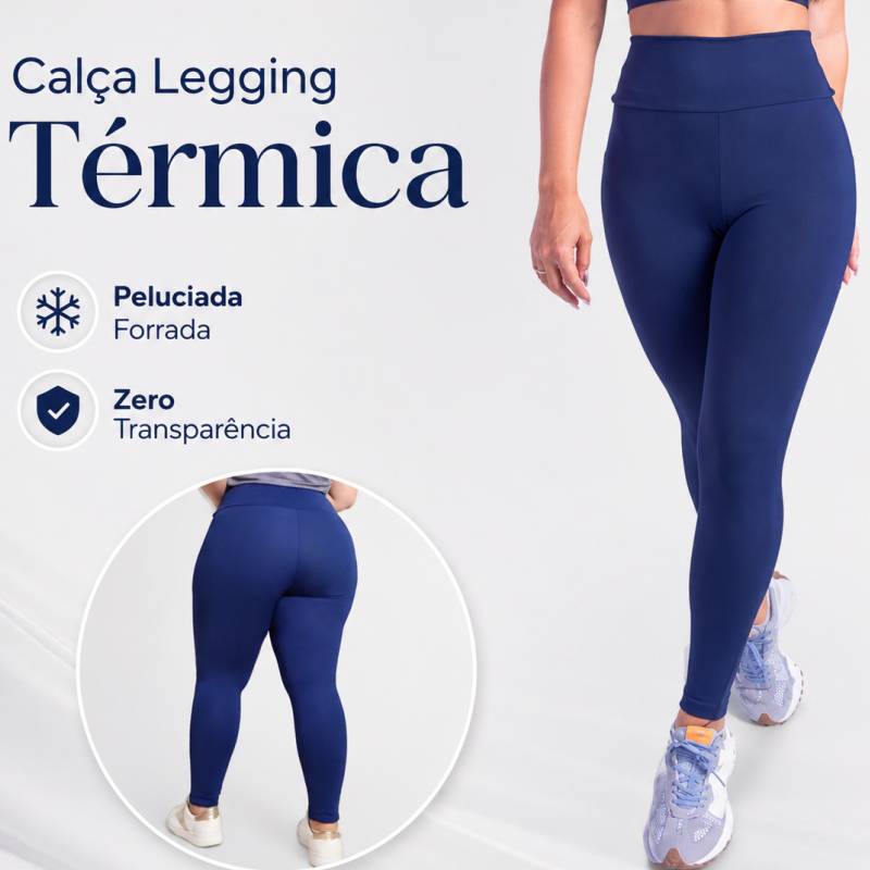 Calça Legging Térmica Peluciada Forrada Inverno Zero Transparência Flanelada Grossa Fitness Academia