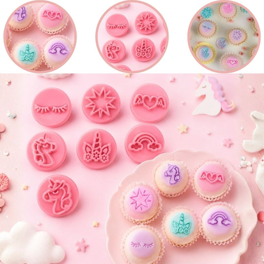 KIT CARIMBOS ROSA UNICORNIOS BLUESTAR MARCADOR DE DOCES (CHOCO)