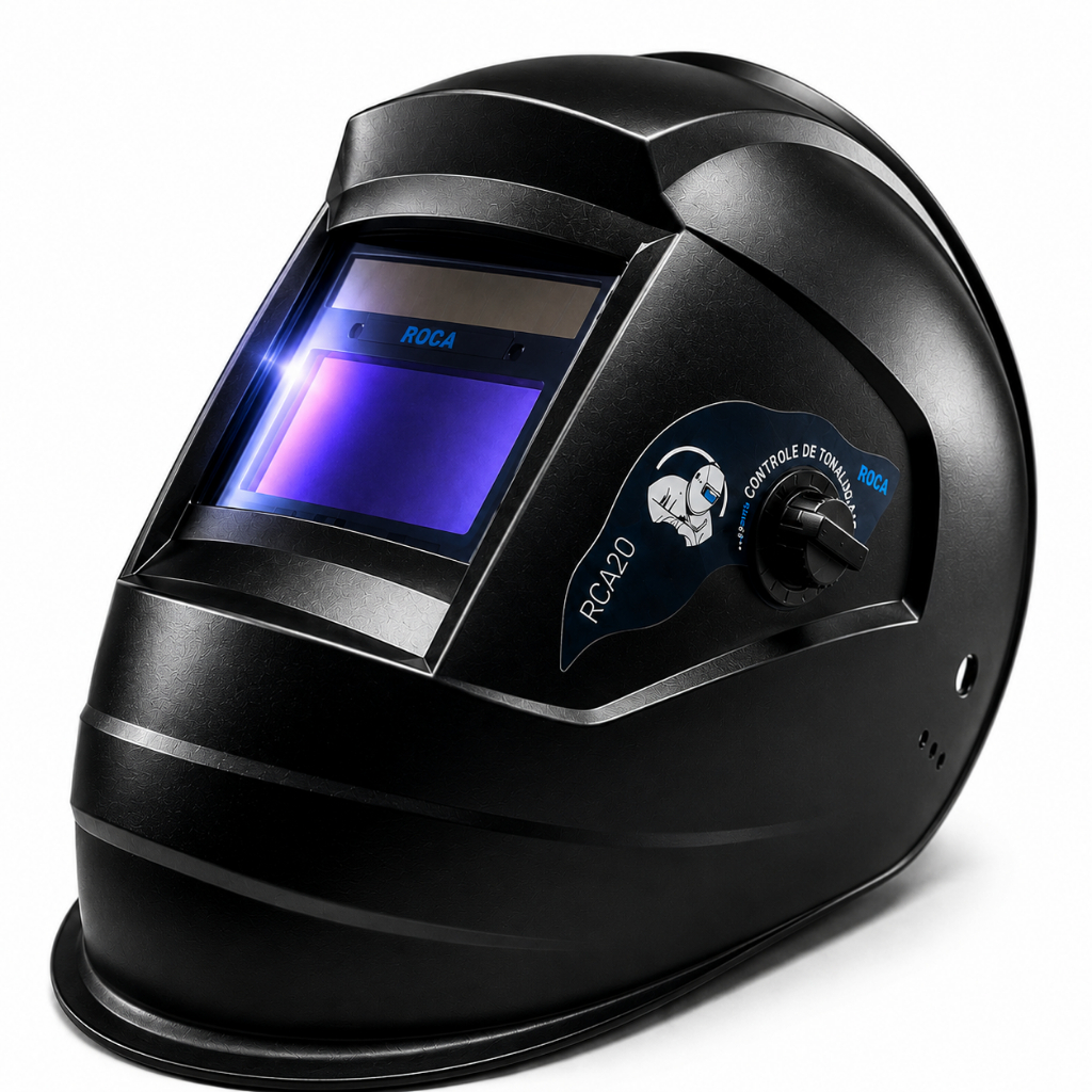 Máscara De Solda Automática Profissional Roca Com Regulagem Tonalidade Sombra Escurecimento Soldador