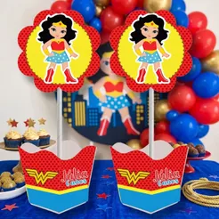 10 Centro de mesa, Cachepô, Arranjo de mesa personalizado mulher maravilha