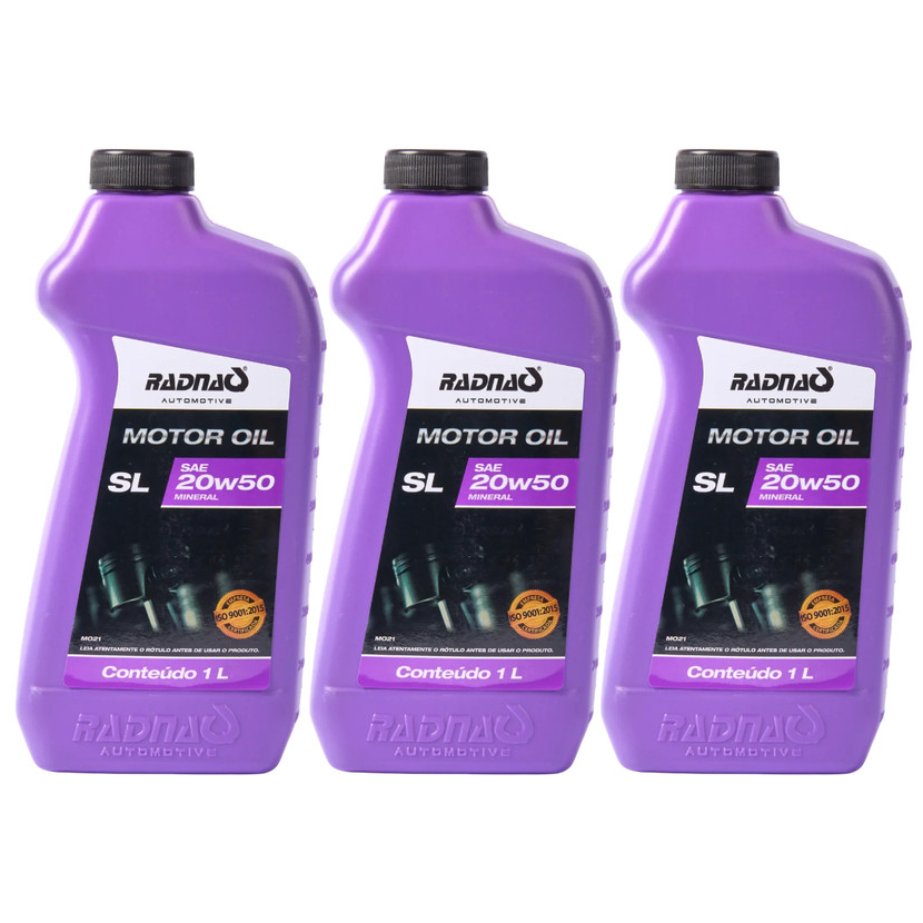 Kit 3L Óleo De Motor Mineral Radnaq 20W50 API SL 1 Litro