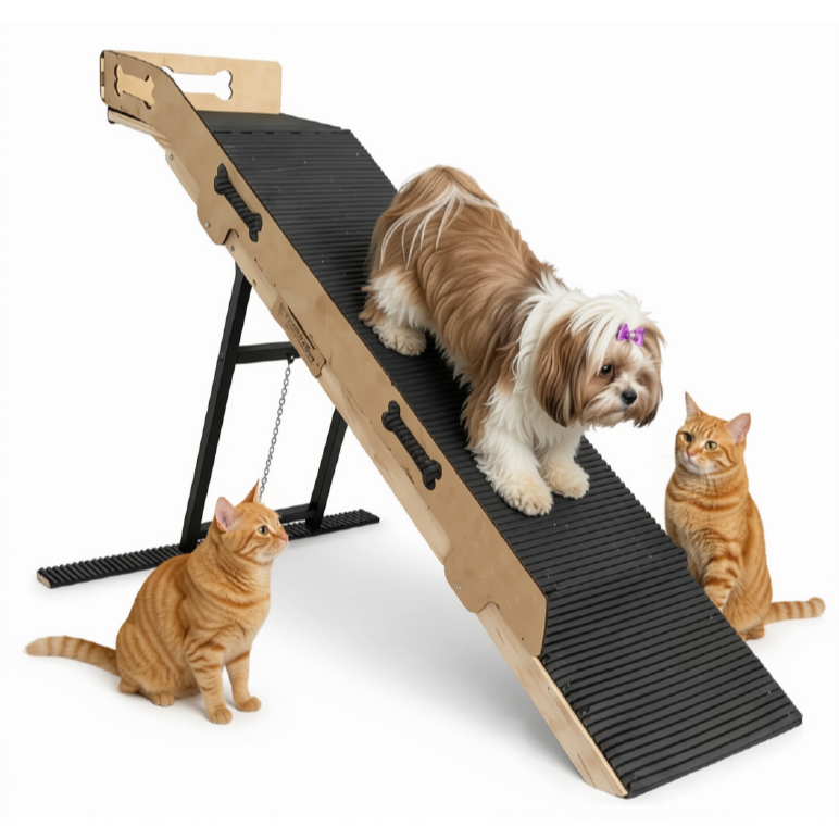 Escada Rampa Pet Dobrável  Para Cães E Gatos Com Patamar Antiderrapante Até 45kg