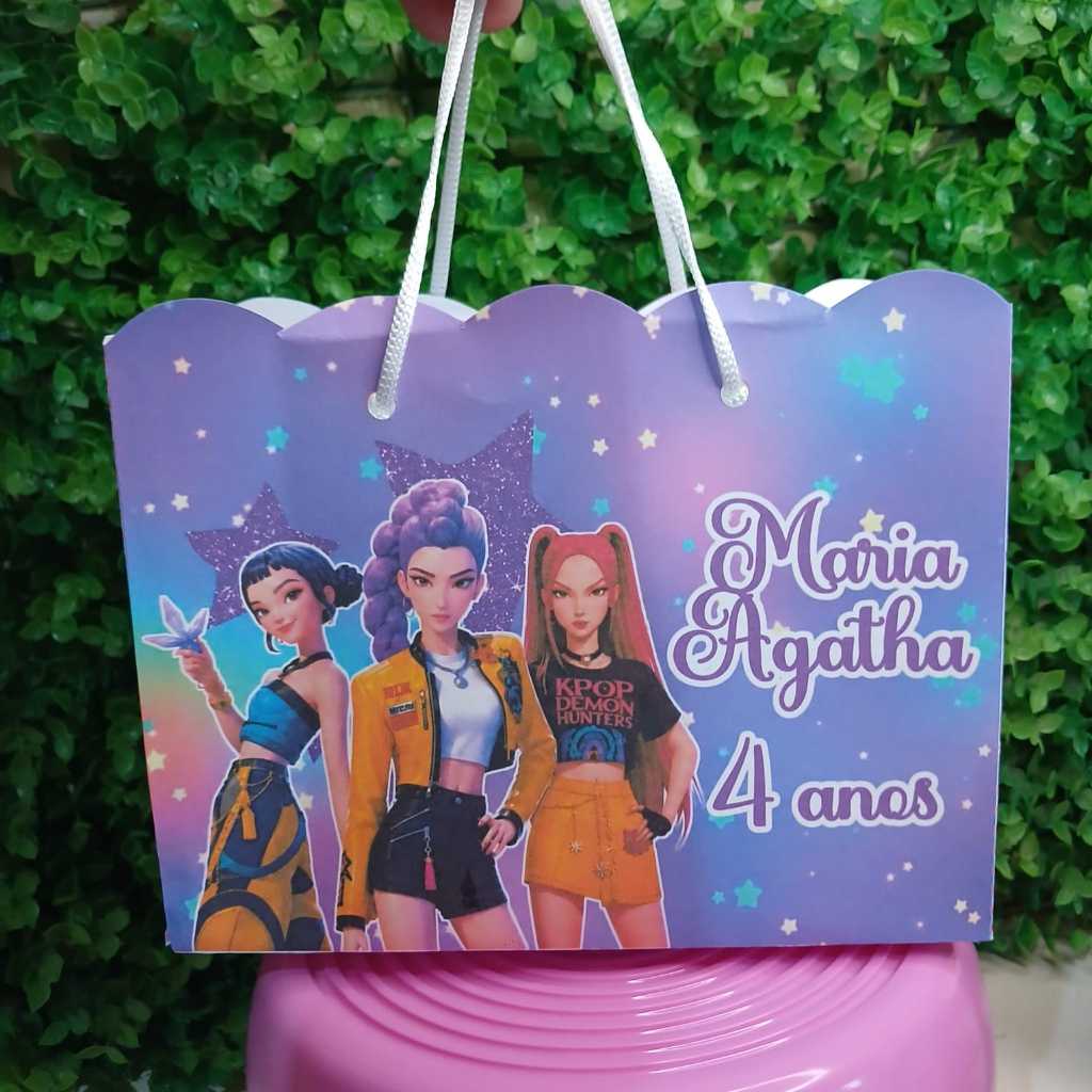 Sacolinha Personalizada Festa Infantil GUERREIRAS do KPOP Aniversário, Lembrancinha, Bolsinha, Decoração