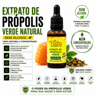 Extrato de Própolis Verde SUPER CONCENTRADO COM SEM ALCOOL 100% Natural Alta Potência Original Eficiente
