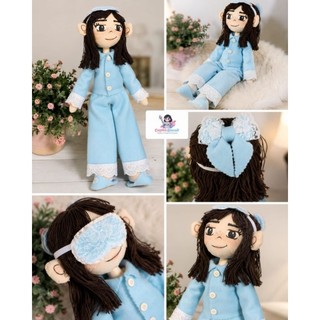 Kit Boa Noite Capitã Biscuit – Boneca Artesanal articulada, boneca de pano linda, hora de dormir, colecionável.