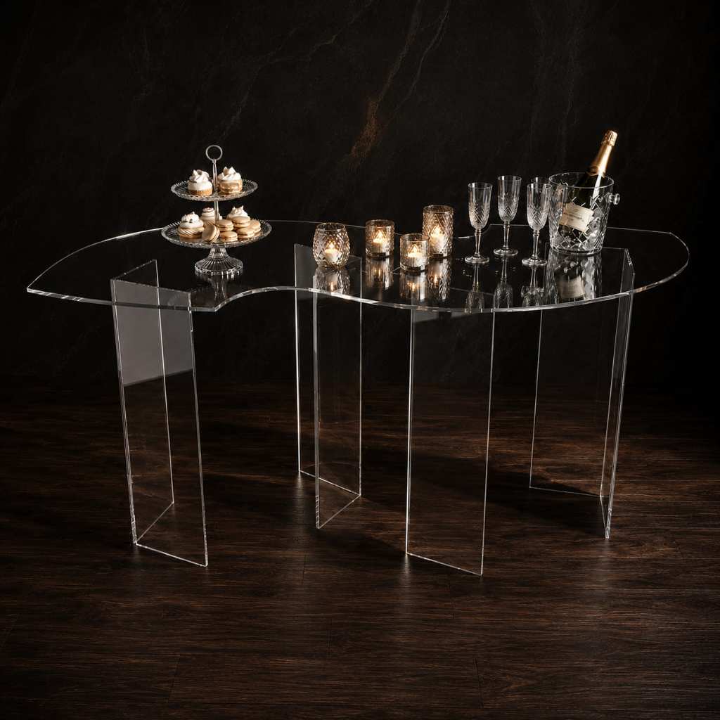 Mesa Sinuosa Curvalínea Copacabana Acrílico Cristal 6mm