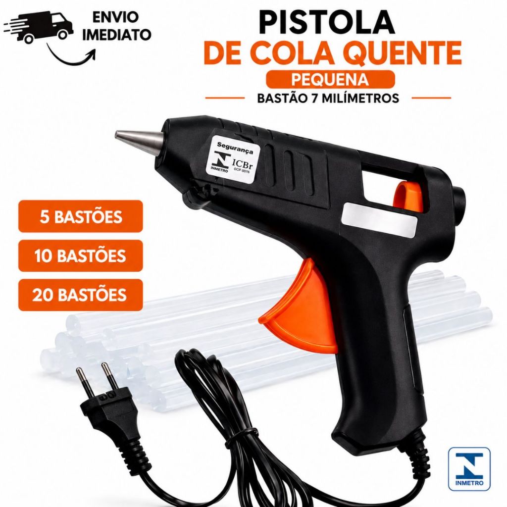 Pistola Revolver Cola Quente Bivolt Pequena Profissional Com Bastões Refil Fino Pronto Para Uso Decorações Artesanato