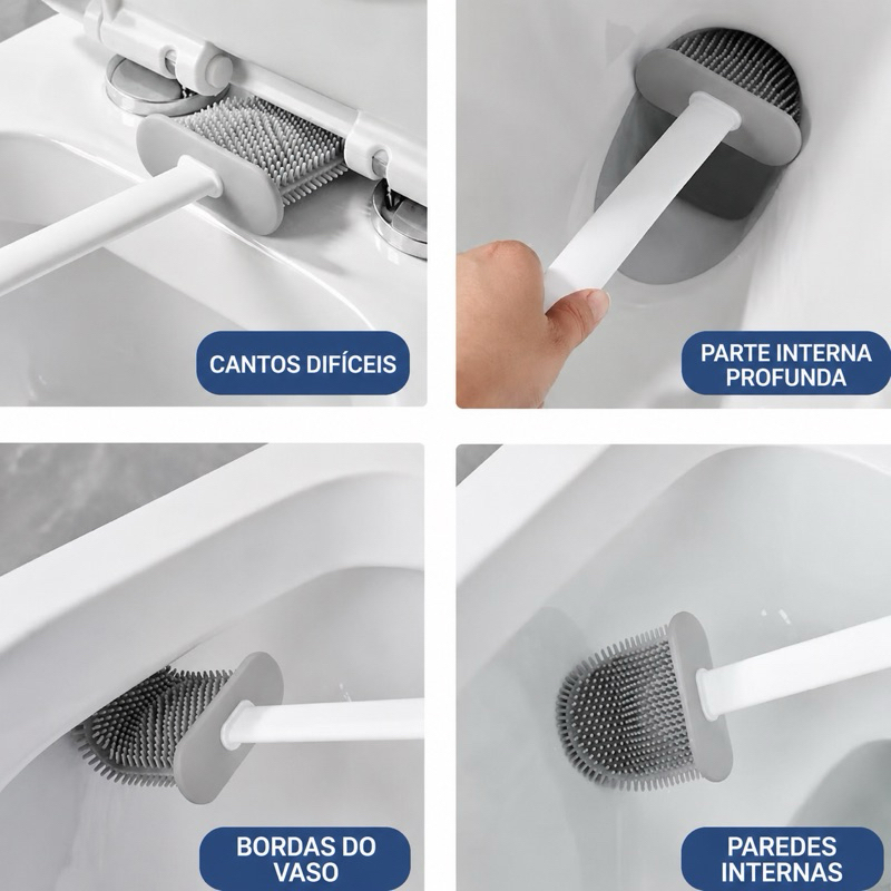 Escova 2 em 1 de Silicone para Vaso Sanitário - Base de Banheiro Privada, Alta Eficiência — imagem 2 de 2