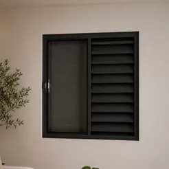 Veneziana Janela 3 Folhas Aluminio e Policarbonato Branco e Preto