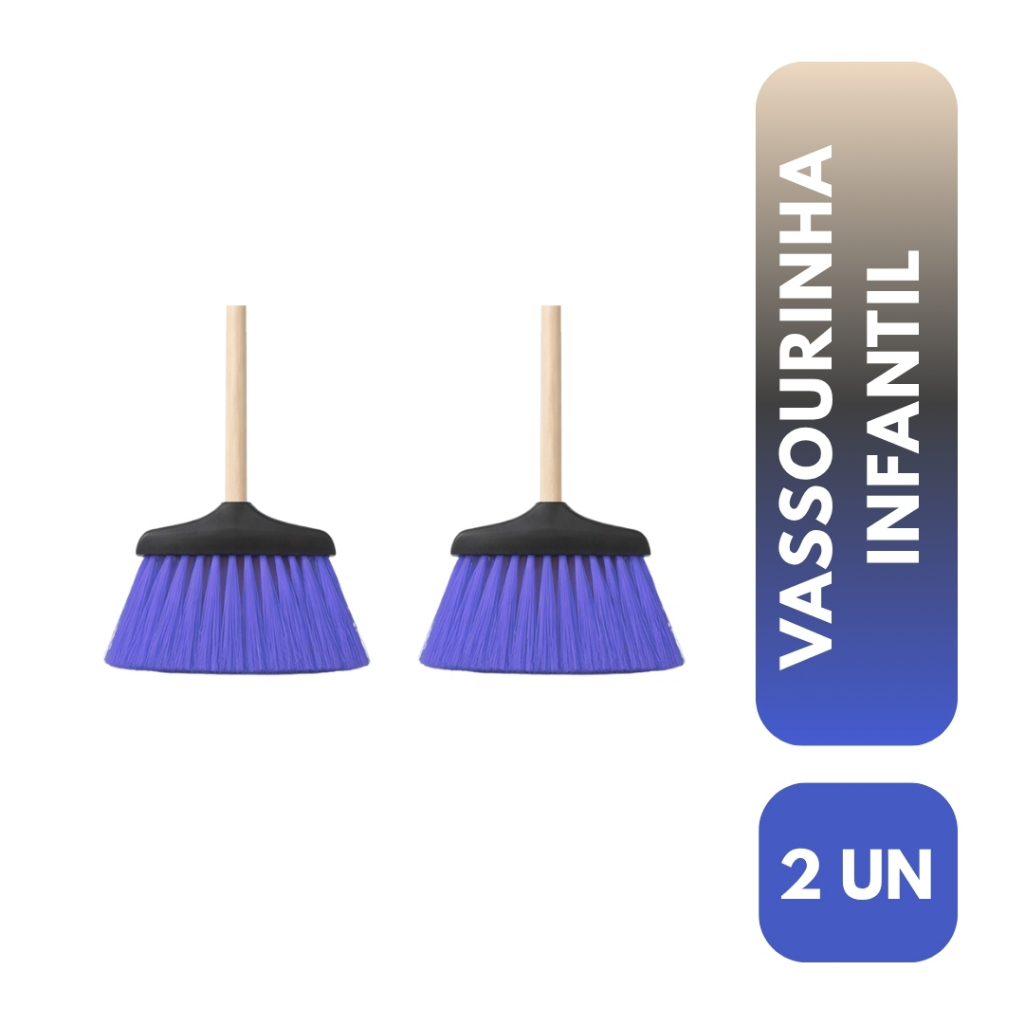 2 Vassourinhas Infantil Mini Brinquedo de Limpeza Educativa para Crianças Casinha Doméstica Colorida