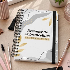 Caderneta Agendamento Designer de Sobrancelhas Caderno Agenda Design 365 Dias 30 em 30 Minutos Rosa