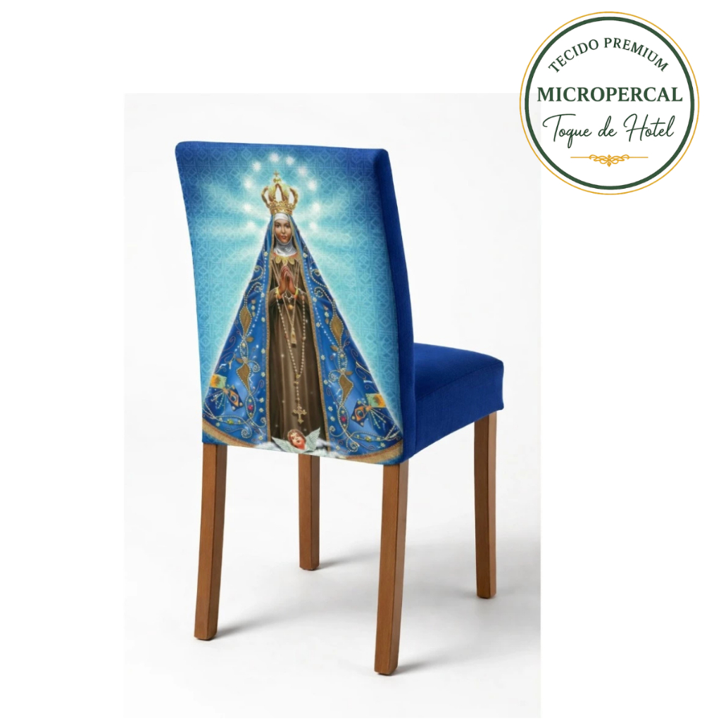 Kit 4 Capas de Cadeira Nossa Senhora – Decoração Religiosa para Sala de Jantar, capa elástica