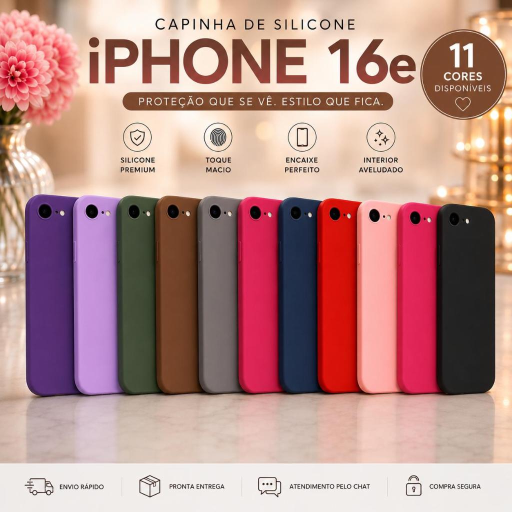 Capinha Silicone Aveludada para iPhone 16e | Capa Premium com Interior em Microfibra e Toque Macio