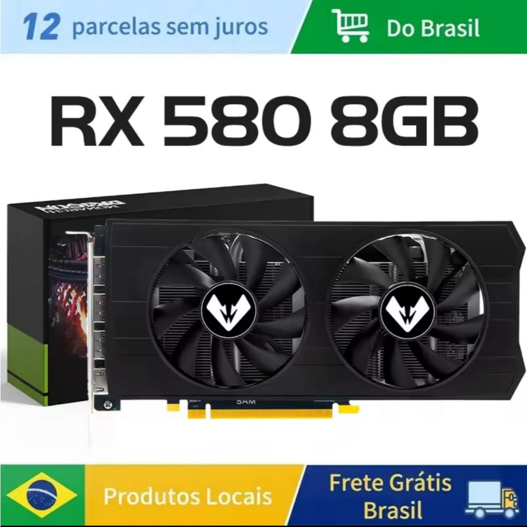 Placa de Vídeo AMD RX 580 8GB GDDR5 256Bit MLLSE JÁ NO BRASIL!!!