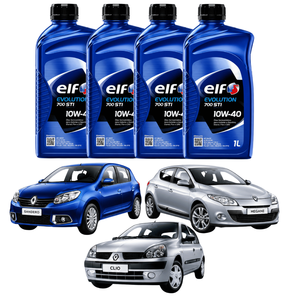 Kit 4L Óleo Elf Evolution 700 Sti 10w-40 Semissintético Renault Sandero Kiwid Logan Turbo Aspirado Flex Diesel GNV