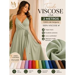 Tecido Viscose Lisa 2 Metros | 100% Viscose | 1,50m de Largura | Toque Macio e Excelente Caimento