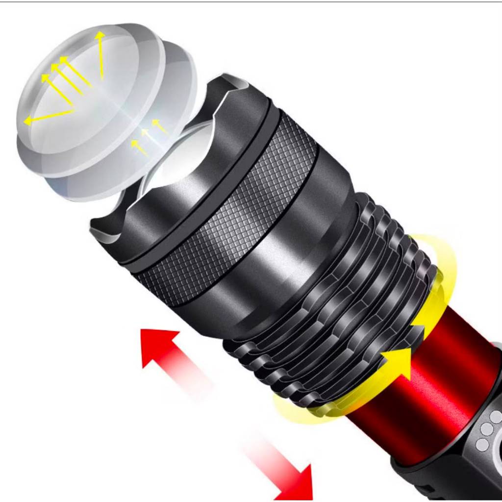 Lanterna LED T6 Alta Potência Recarregável para Aventuras