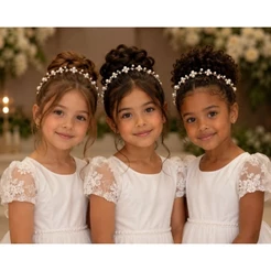 Kit com 3 Tiaras em aramado Pérolas para Daminhas