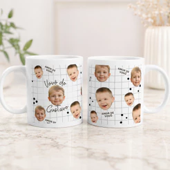 Caneca com Foto e Nome carinha do Bebê Personalizado Presente Tios, Dindos, Mães, Pais, Avós Xícara