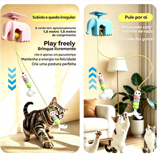 Brinquedo Elétrico Interativo para Gatos com Bola Suspensa Automática, Movimento Sobe e D…