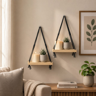 Kit com 1 a 4 Mini Prateleiras de Madeira 20x15 cm – Nicho de Parede para Plantas e Decoração