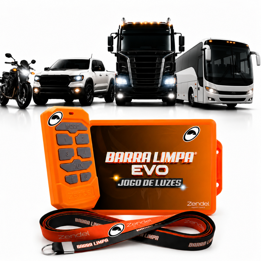 Barra Limpa Evo Zendel Central Jogo Luzes Universal 12V 24V Pisca Farol Milha Ca