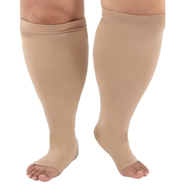 Meia Compressão Plus Size Tamanhos Grandes Sem Ponteira Preta ou Bege Alívio de Dores e Inchaços UNISSEX Promoção