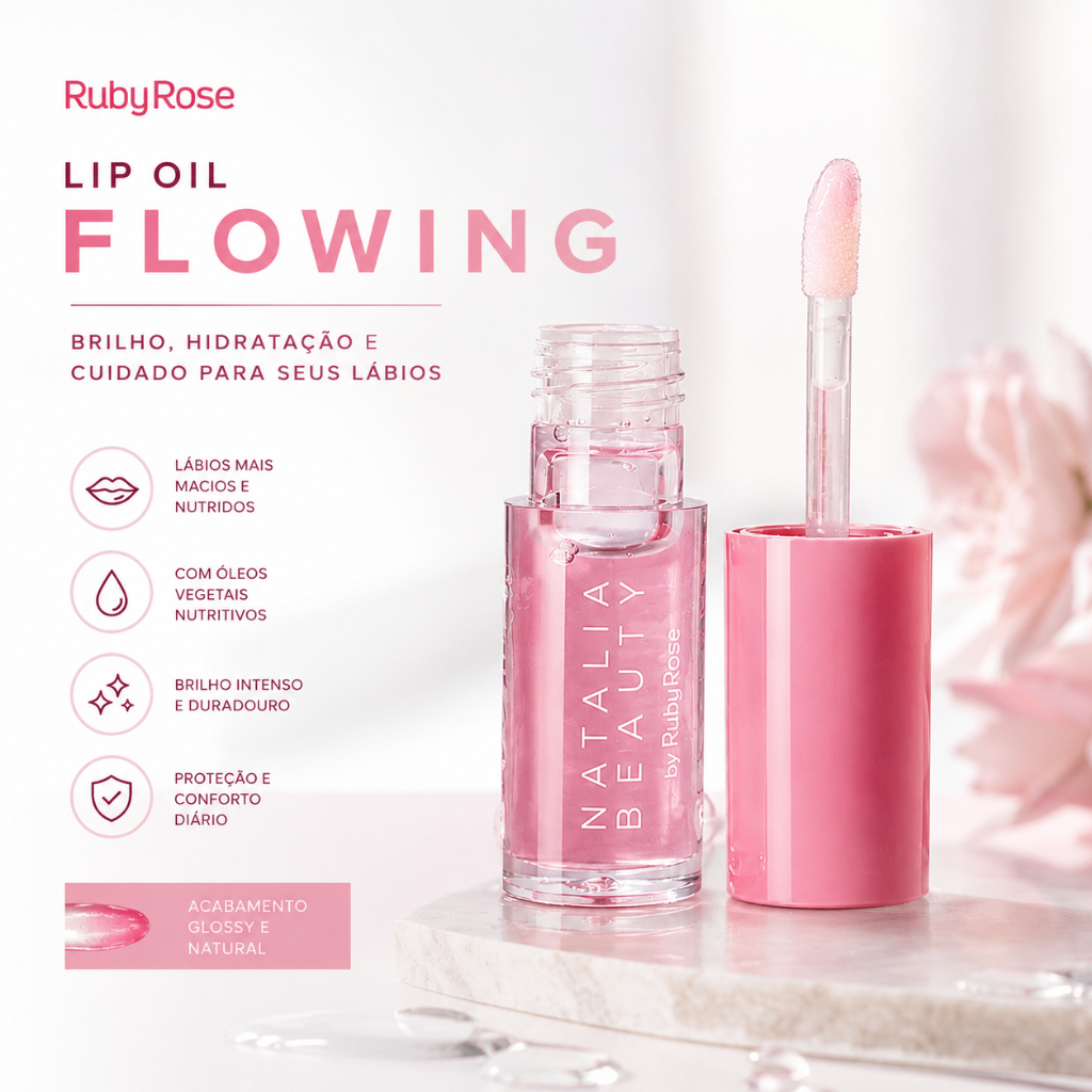 Lip Oil Ruby Rose Gloss Restaurador de lábios Alta Hidratação ideal pós sol e tratamento 1UND