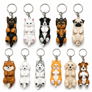 Chaveiro Articulado Cachorro Gato Realista Cão Diversas Raças Pet Fofo Bolsa Mochila Chaves Pug Golden Pitbull Husky