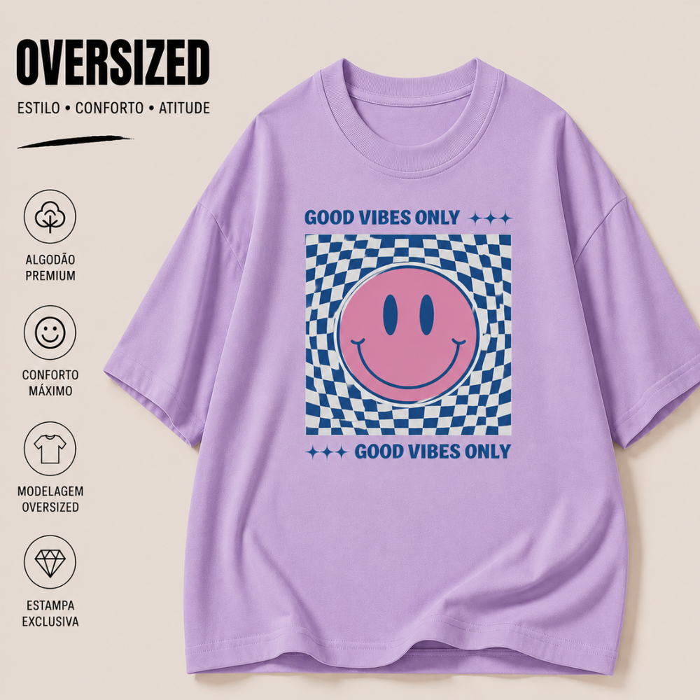 Camiseta Menina Manga Curta Dia a Dia Malha Premium Verão Good Vibes
