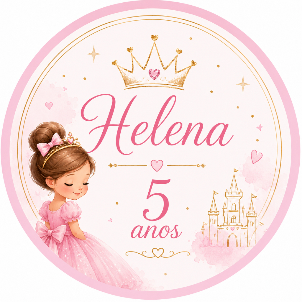 100 Adesivos p/ aniversário, PERSONALIZADO COM NOME,  Lembrancinhas, Princesa.