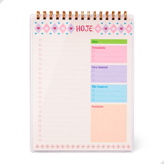 Planner Diário Coração Colorido 50 Folhas Não Datado Capa Transparente (KOBEIMPORTADORALTDA)