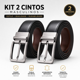 KIT 2 Cintos Masculino Em Couro Ajustável Otimizado E Reforçado