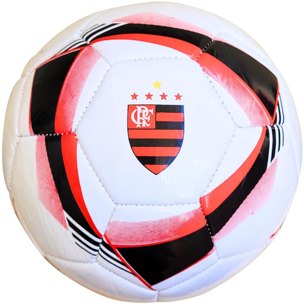 Bola de Futebol Mengão Flamengo Costurada Com desenho Campo e Quadra