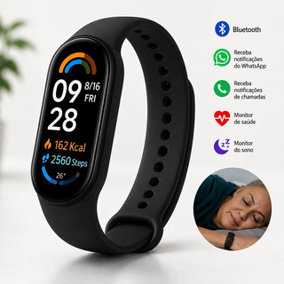 Relógio Inteligente Smartband M9 Mede Pressão Batimentos Oxigênio Sono Pulseira Smartwatch Bluetooth