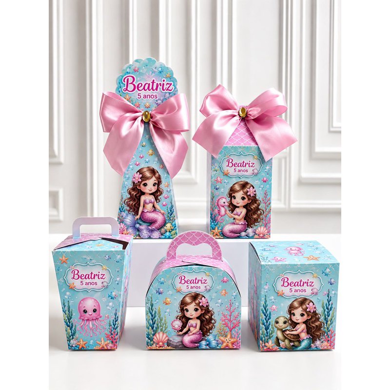 Kit caixa personalizada fundo do mar / sereia - lembrancinha / brinde infantil - Qualquer tema
