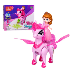 Brinquedo Unicórnio e Princesa Musical com Asas Articuladas Luz e Som - Castela