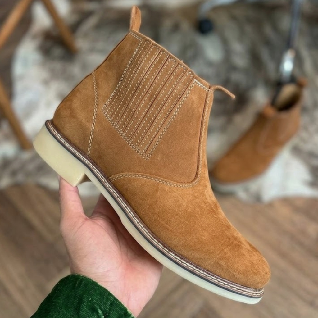 Botina Country Masculina Couro Bovino Legítimo Texana Rodeio Bota Solado Borracha Látex