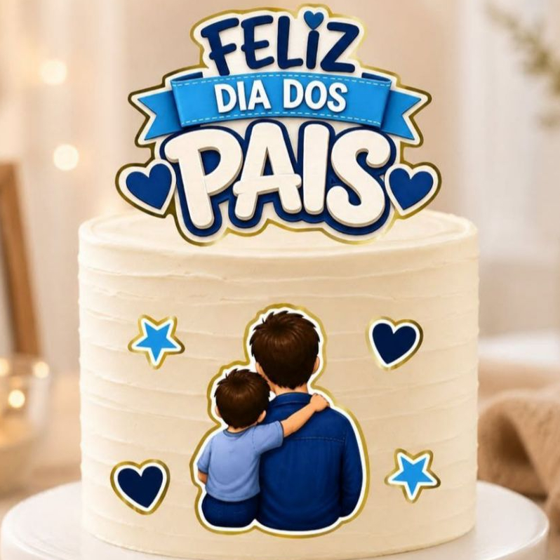 Envio Rápido - TEMA dia dos pais (varios modelos) - Topper de Bolo Personalizado