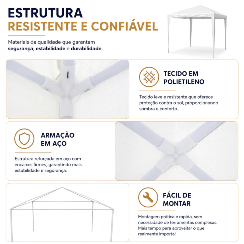 Tenda Gazebo 2,4 Metros para Camping Eventos e Praia Montável — foto 7
