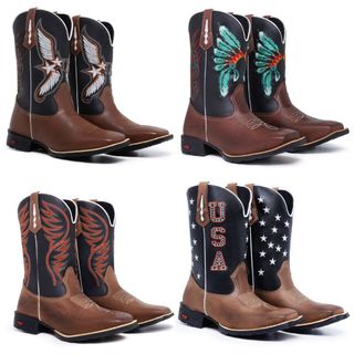 Texanas Masculinas Bota Country Botina Cano Medio Bordado Oferta Preço Atacado Lojistas Frete Gratis