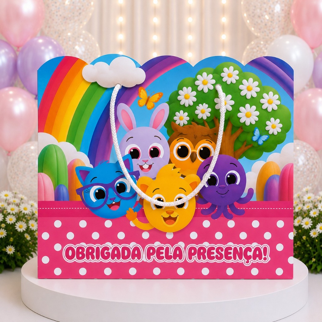 Sacolinha Surpresa Grande Personalizada Lembrancinha Bolo Fofo Menina - MONTE EM CASA