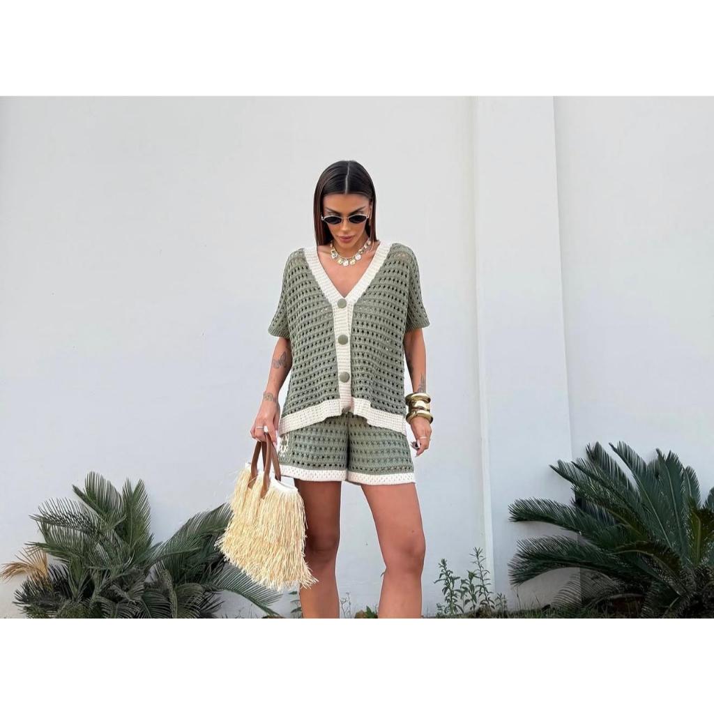 Conjunto de Tricot Feminino em Crochê Rendado — foto 2