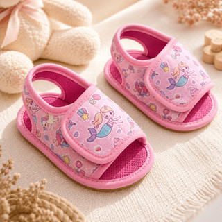 Sandália de Bebê Menina de Velcro Estampada Fofinha e Antiderrapante