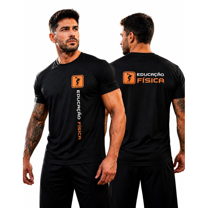 Camiseta Educacao Física Dry Fit Masculina Poliester Academia Treino Corrida