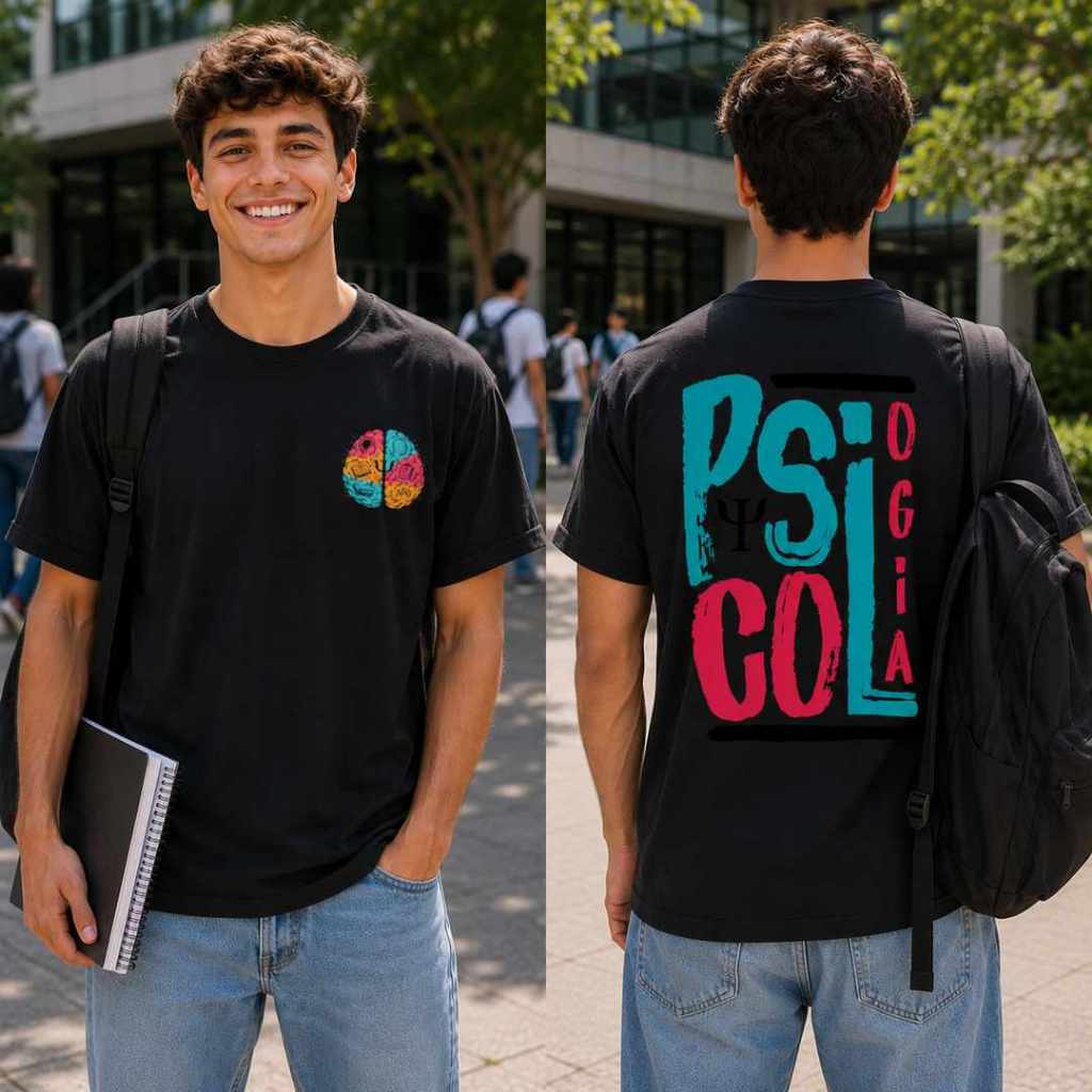 Camiseta Psicologia Universitária Unissex Estampada Premium 100% Algodão Presente para Psicólogos e Estudantes