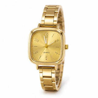 Relógio Feminino Dourado Elegante Social Pulseira de Metal Resistente à Água Leve Confortável para Presente