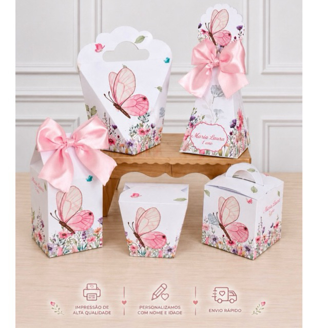 Pegue e Monte Caixinhas Personalizadas Jardim Encantado / Jardim de borboletas Kits Lembrancinhas e Festas