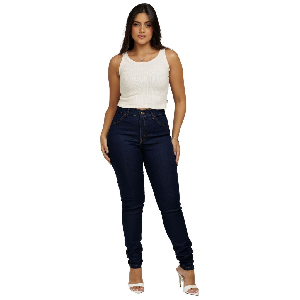 Calça Jeans Feminina Cós Alto Empina Bumbum — imagem 2 de 2