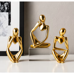 Kit com 03 Estatuas Pensadores Esculturas Modernas Decoração de Casa Sala Gesso